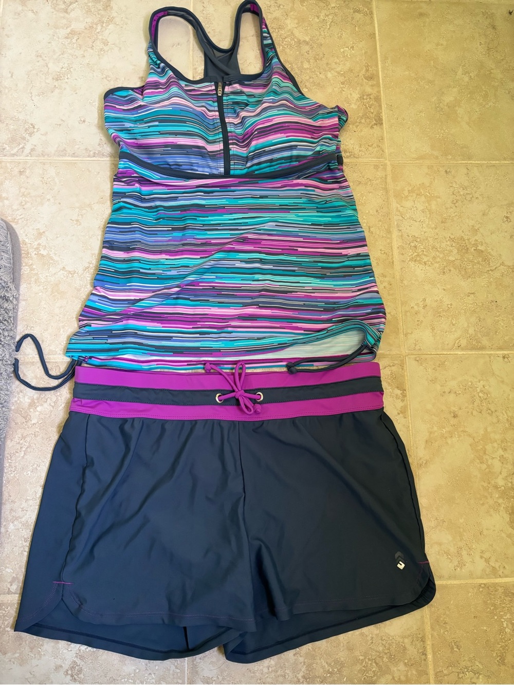 Free Country Bright Magenta Active Swim Top